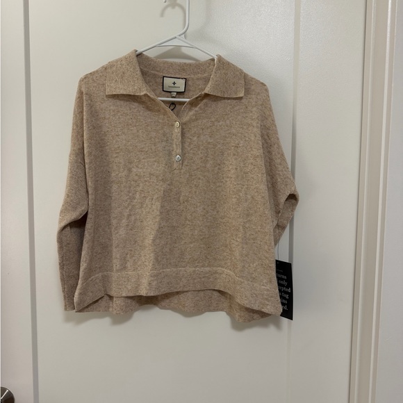 Tuckernuck Sweaters - Tuckernuck Neutral Beige Polo Knit Sweater